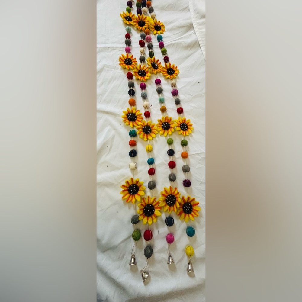 Sunflower and Felt Ball Hair Garland per piece